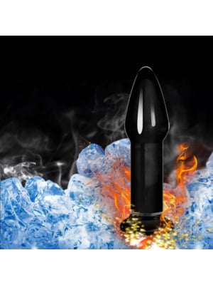 Γυάλινη Πρωκτική Σφήνα Glass Romance Butt Plug 12 cm (Μαύρη) - Lovetoy