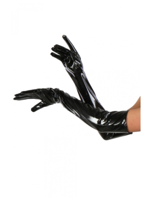 Long Black Vinyl gloves-LXL