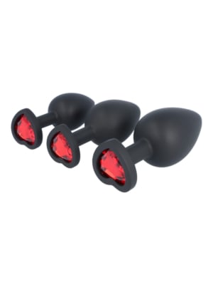 Set Plug X3 E14 Silicone Black-ruby Heart
