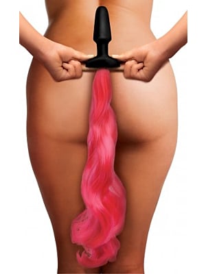 INTENSE PINK SILICONE PONY TAIL PLUG