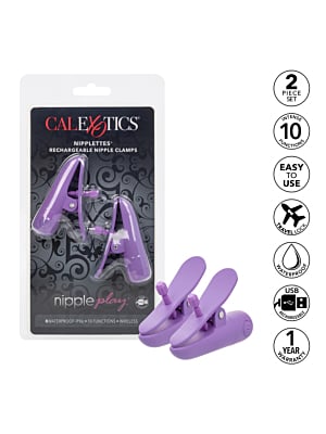 Nipplettes Vibrating Satin Smooth Nipple Clamps Purple