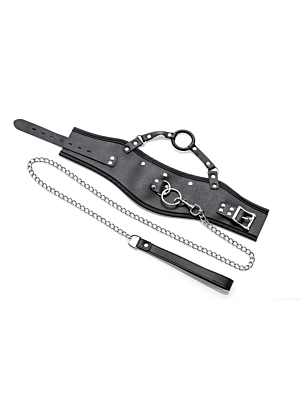 Collar With Mouth Ring And Leash