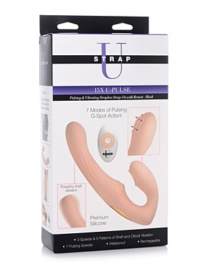 15X U-Pulse Silicone Pulsating and Vibrating Strapless Strap-on