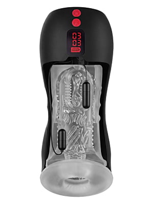 Hidden Desire Vibrating Twin Turbo Masturbator - Black