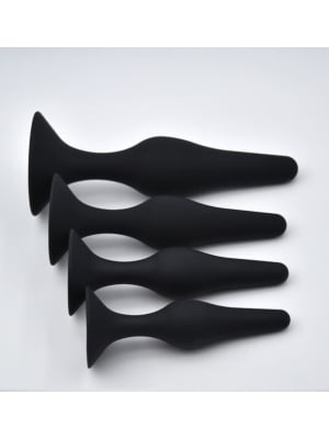 Silicone Anal Plug Set Black 4pcs