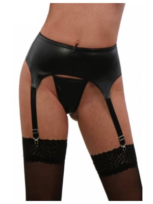 Leatherlook suspender belt-M