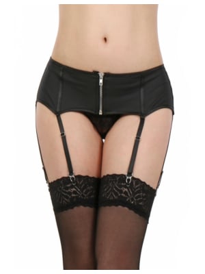 Wetlook stretch bat suspender belt