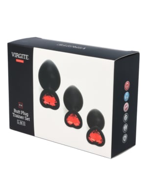 Set Plug X3 E14 Silicone Black-ruby Heart