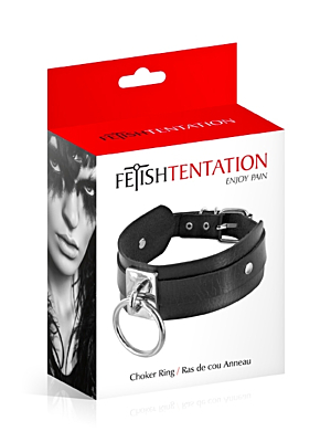 FETISH TENTATION ADJUSTABLE BLACK NECKLACE WITH RING