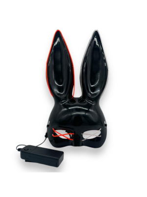 Kinky Pleasure Bunny Mask Deluxe with LED Lights – Black