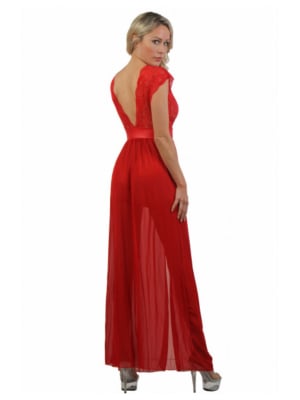 Red Long sleeveless negligee