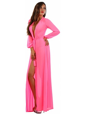 FS Long fine Fishnet Negligee fuchsia