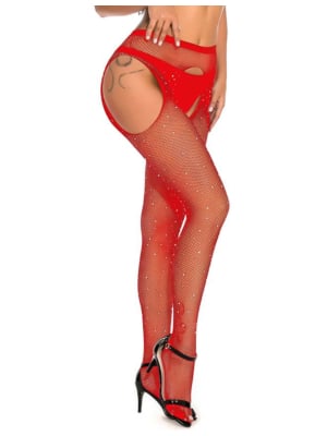 Red Fishnet Diamonds Pantyhose