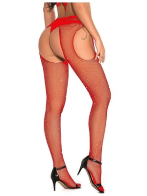 Red Fishnet Diamonds Pantyhose