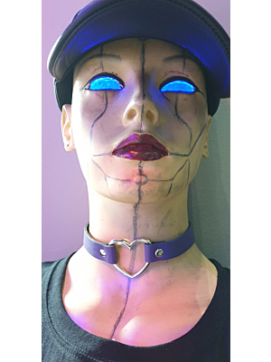 Δερμάτινο Χειροποίητο Κολάρο Row Heart Fitting Choker (Βιολετί) - BULLET69