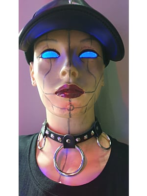 HANDMADE MEDIUM AND LARGE RINGS LEATHER CHOCKER - BLACK