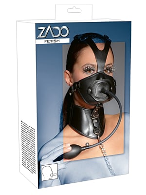 Zado Δερμάτινη Μάσκα με Φουσκωτό Πέος-Φίμωτρο
