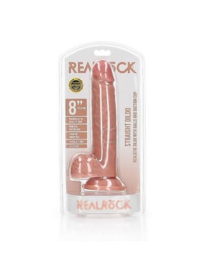 Straight Realistic Dildo  Balls  Suction Cup 8''