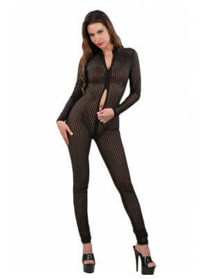 202321 Combinaisons rayures opaques, Taille S, Noir