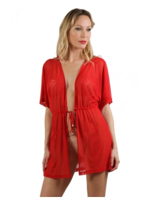 Fine fishnet Negligee Red-SM