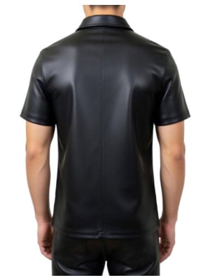 Leaher-look T-Shirt with Zip 21224S-BK 