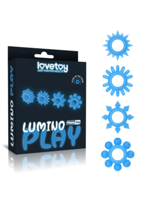 Lovetoy Lumino Play Penis Ring Set Blue
