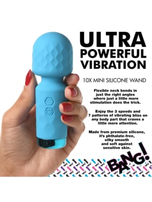 XR Brand Mini Rechargeable Wand Massager Blue Silicone