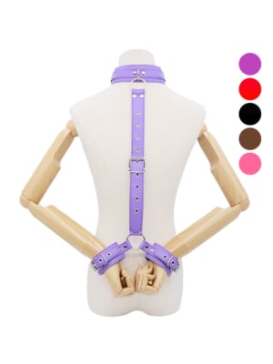 3-in-1 SM Bondage Set with Collar and Handcuffs Purple