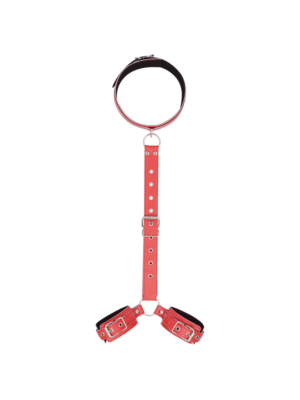3-in-1 SM Bondage Set with Collar and Handcuffs Red