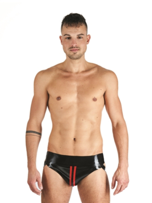 Mister B Rubber Jock Strap Black Red-S