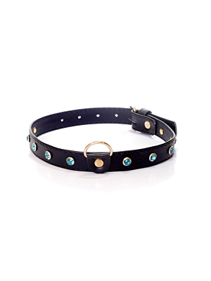 Fetish BDSM Κολάρο με Turquoise Κρυστάλλους - 2 cm