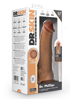 DR. SKIN SILICONE DR. PHILLIPS 8.5 INCH THRUSTING DILDO TAN
