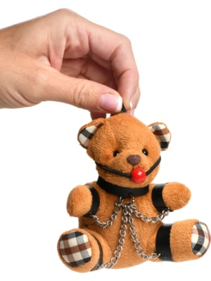 GAGGED TEDDY BEAR KEYCHAIN
