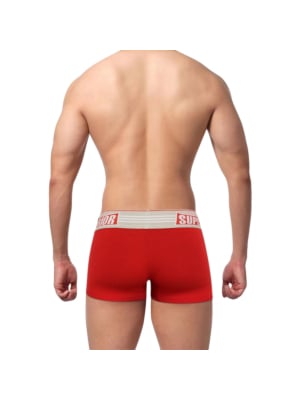 Men's Boxer Briefs Underwear Wide Waistband Cotton Red