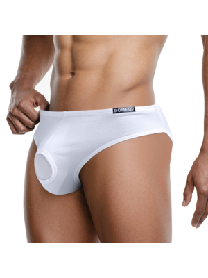 Men's Underwear with U-Pouch Design Open Front & Back Briefs White