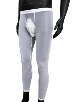 Men's Ultra-thin Transparent Breathable Sexy Leggings White