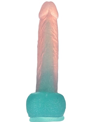 Ρεαλιστικό Ομοίωμα Πέους Glitter Liquid Silicone Dildo 22 cm - Ροζ / Τιρκουάζ