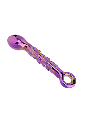 Γυάλινο Dildo Chameleon με Ραβδώσεις 18 cm 