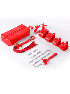 Good Girl BDSM Set, 4 Pieces with Storage Bag, Red