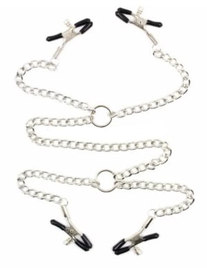 Fetish Secrets Nipple and Labia Clips, Silver/Black