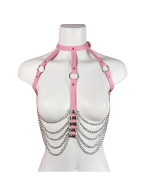 Passion Labs Sexy Harness with Chains and Eco Leather - Pink OS