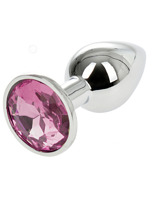 Πρωκτική σφήνα Metallic Buttplug μικρή Silver/Φούξια