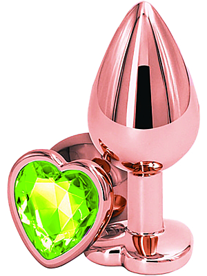 Πρωκτική σφήνα Brilliant Anal Plug Large, Rose Gold, Light Green Stone,