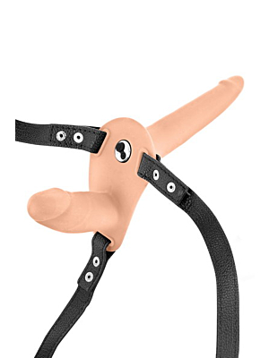Double Flesh Silicone Strap-on Harness Usb Vibrator 15"5 Cm