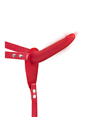 Simple Strap-On Ζώνη με Δονούμενο Dildo (Red) - Fetish Tentation