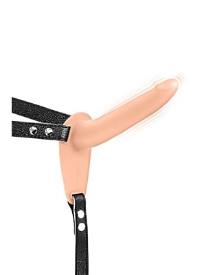 Simple Strap-On Ζώνη με Δονούμενο Dildo (Skin) - Fetish Tentation - Επαναφορτιζόμενο