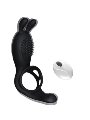 Vibrating Rabbit Cock Ring with Remote Control - Επαναφορτιζόμενο Δονούμενο Δαχτυλίδι Πέους - Αδιάβροχο - Δονητής Κουνελάκι