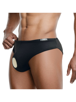 Men's Underwear with U-Pouch Design Open Front & Back Briefs Black