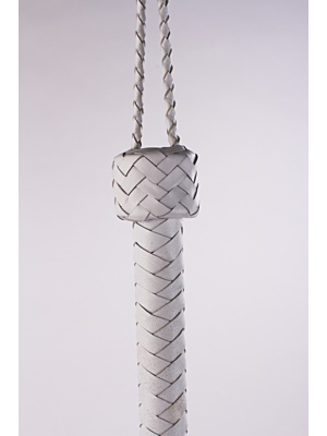 Kid Handle Kid Leather Braided Tails White
