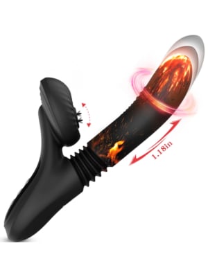 Silicone Vibrator with Licking, Thrusting & Heating – 7 Modes – Black